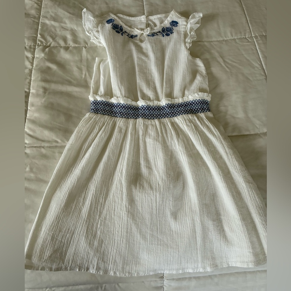 Janie and Jack White Dress with Blue Details